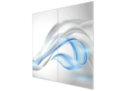 Banjado Herdabdeckplatte Glas 2 Teilig Je 30x52CM Schneidebrett Herdabdeckung Mit Motiv Blauer Schleier