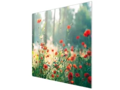 Banjado Herdabdeckplatte Glas 1 Teilig 60x52CM Schneidebrett Herdabdeckung Mit Motiv Waldmohn