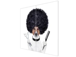 Banjado Herdabdeckplatte Glas 2 Teilig Je 30x52CM Schneidebrett Herdabdeckung Mit Motiv Friseur Jack Russel