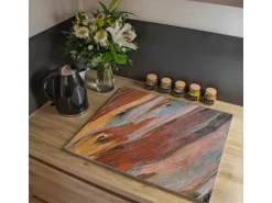 Banjado Herdabdeckplatte Glas 1 Teilig 60x52CM Schneidebrett Herdabdeckung Mit Motiv Coloured Wood