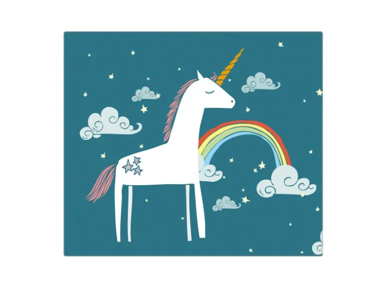 Banjado Herdabdeckplatte Glas 1 Teilig 60x52CM Schneidebrett Herdabdeckung Mit Motiv Einhorn