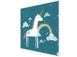 Banjado Herdabdeckplatte Glas 1 Teilig 60x52CM Schneidebrett Herdabdeckung Mit Motiv Einhorn