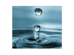 Banjado Herdabdeckplatte Glas 1 Teilig 60x52CM Schneidebrett Herdabdeckung Mit Motiv Wassertropfen