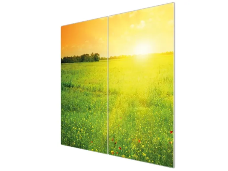 Banjado Herdabdeckplatte Glas 2 Teilig Je 30x52CM Schneidebrett Herdabdeckung Mit Motiv Guten Morgen 2