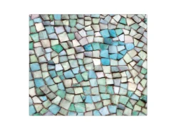 Banjado Herdabdeckplatte Glas 1 Teilig 60x52CM Schneidebrett Herdabdeckung Mit Motiv Mosaik Blau