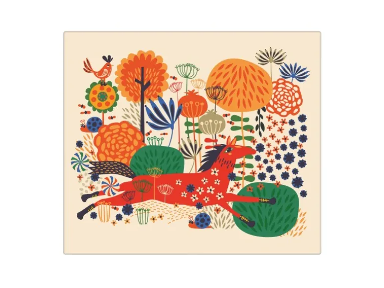 Banjado Herdabdeckplatte Glas 1 Teilig 60x52CM Schneidebrett Herdabdeckung Mit Motiv Rotes Pferd