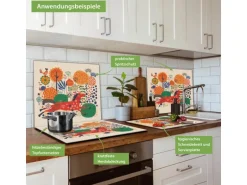 Banjado Herdabdeckplatte Glas 1 Teilig 60x52CM Schneidebrett Herdabdeckung Mit Motiv Rotes Pferd