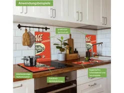 Banjado Herdabdeckplatte Glas 2 Teilig Je 30x52CM Schneidebrett Herdabdeckung Mit Motiv Full Service