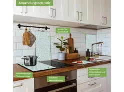 Banjado Herdabdeckplatte Glas 2 Teilig Je 30x52CM Schneidebrett Herdabdeckung Mit Motiv Muster Getupft Blau