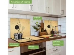 Banjado Herdabdeckplatte Glas 1 Teilig 60x52CM Schneidebrett Herdabdeckung Mit Motiv Zwiebel Vintage