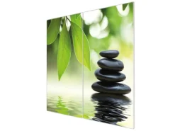 Banjado Herdabdeckplatte Glas 2 Teilig Je 30x52CM Schneidebrett Herdabdeckung Mit Motiv Steine&Relax