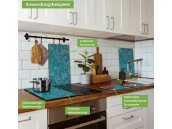 Banjado Herdabdeckplatte Glas 2 Teilig Je 30x52CM Schneidebrett Herdabdeckung Mit Motiv Mandala Landschaft