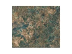 Banjado Herdabdeckplatte Glas 2 Teilig Je 30x52CM Schneidebrett Herdabdeckung Mit Motiv Kupfer Patina