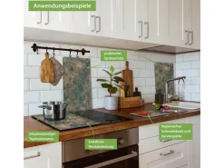 Banjado Herdabdeckplatte Glas 2 Teilig Je 30x52CM Schneidebrett Herdabdeckung Mit Motiv Kupfer Patina