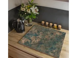 Banjado Herdabdeckplatte Glas 2 Teilig Je 30x52CM Schneidebrett Herdabdeckung Mit Motiv Kupfer Patina