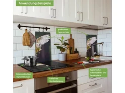 Banjado Herdabdeckplatte Glas 2 Teilig Je 30x52CM Schneidebrett Herdabdeckung Mit Motiv Schleiereule