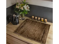 Banjado Herdabdeckplatte Glas 1 Teilig 60x52CM Schneidebrett Herdabdeckung Mit Motiv Maserung Dunkel