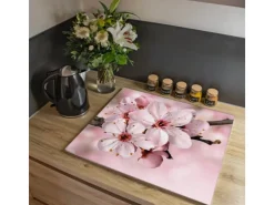 Banjado Herdabdeckplatte Glas 1 Teilig 60x52CM Schneidebrett Herdabdeckung Mit Motiv Japanische Kirsche