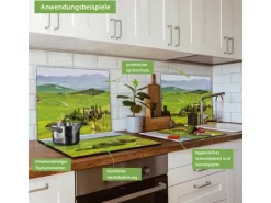Banjado Herdabdeckplatte Glas 1 Teilig 60x52CM Schneidebrett Herdabdeckung Mit Motiv Toskana