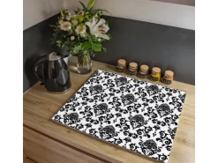 Banjado Herdabdeckplatte Glas 1 Teilig 60x52CM Schneidebrett Herdabdeckung Mit Motiv Barock