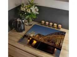 Banjado Herdabdeckplatte Glas 2 Teilig Je 30x52CM Schneidebrett Herdabdeckung Mit Motiv Köln