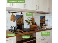 Banjado Herdabdeckplatte Glas 2 Teilig Je 30x52CM Schneidebrett Herdabdeckung Mit Motiv Köln