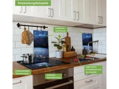 Banjado Herdabdeckplatte Glas 2 Teilig Je 30x52CM Schneidebrett Herdabdeckung Mit Motiv Galaxie