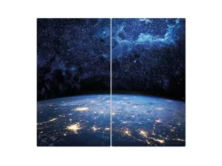 Banjado Herdabdeckplatte Glas 2 Teilig Je 30x52CM Schneidebrett Herdabdeckung Mit Motiv Galaxie