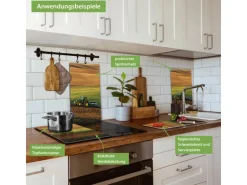 Banjado Herdabdeckplatte Glas 2 Teilig Je 30x52CM Schneidebrett Herdabdeckung Mit Motiv Pflügen