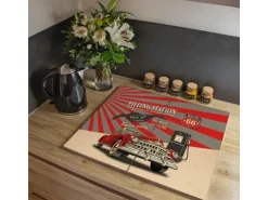 Banjado Herdabdeckplatte Glas 2 Teilig Je 30x52CM Schneidebrett Herdabdeckung Mit Motiv Filling Station