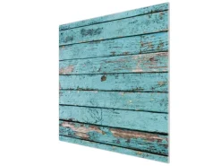 Banjado Herdabdeckplatte Glas 1 Teilig 60x52CM Schneidebrett Herdabdeckung Mit Motiv Blaue Holzlatten