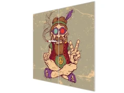 Banjado Herdabdeckplatte Glas 2 Teilig Je 30x52CM Schneidebrett Herdabdeckung Mit Motiv Peace