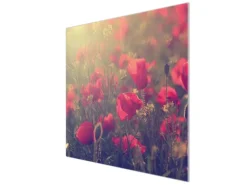Banjado Herdabdeckplatte Glas 1 Teilig 60x52CM Schneidebrett Herdabdeckung Mit Motiv Mohn