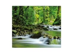 Banjado Herdabdeckplatte Glas 1 Teilig 60x52CM Schneidebrett Herdabdeckung Mit Motiv Rauschender Bach