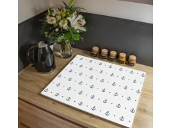 Banjado Herdabdeckplatte Glas 1 Teilig 60x52CM Schneidebrett Herdabdeckung Mit Motiv Kleine Anker