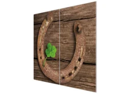 Banjado Herdabdeckplatte Glas 2 Teilig Je 30x52CM Schneidebrett Herdabdeckung Mit Motiv Doppeltes Glück