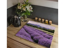 Banjado Herdabdeckplatte Glas 1 Teilig 60x52CM Schneidebrett Herdabdeckung Mit Motiv Lavendel 1