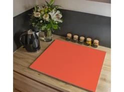 Banjado Herdabdeckplatte Glas 1 Teilig 60x52CM Schneidebrett Herdabdeckung Mit Motiv Orange