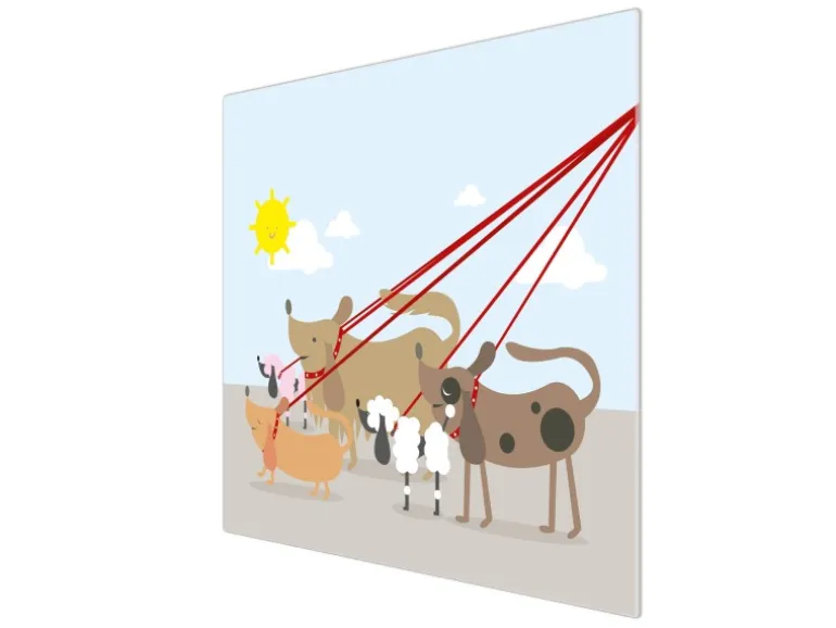 Banjado Herdabdeckplatte Glas 1 Teilig 60x52CM Schneidebrett Herdabdeckung Mit Motiv Gassi Gehen