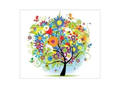 Banjado Herdabdeckplatte Glas 2 Teilig Je 30x52CM Schneidebrett Herdabdeckung Mit Motiv Märchenzauberbaum