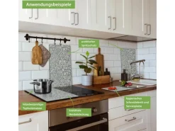 Banjado Herdabdeckplatte Glas 2 Teilig Je 30x52CM Schneidebrett Herdabdeckung Mit Motiv Blaues Ornament