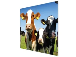 Banjado Herdabdeckplatte Glas 2 Teilig Je 30x52CM Schneidebrett Herdabdeckung Mit Motiv Kühe