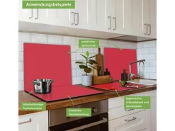 Banjado Herdabdeckplatte Glas 1 Teilig 60x52CM Schneidebrett Herdabdeckung Mit Motiv Feuerrot