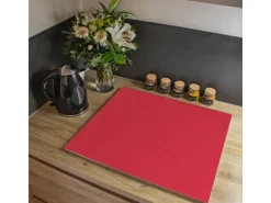 Banjado Herdabdeckplatte Glas 1 Teilig 60x52CM Schneidebrett Herdabdeckung Mit Motiv Feuerrot