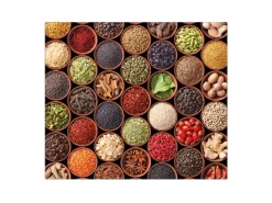 Banjado Herdabdeckplatte Glas 1 Teilig 60x52CM Schneidebrett Herdabdeckung Mit Motiv Zutaten