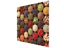 Banjado Herdabdeckplatte Glas 1 Teilig 60x52CM Schneidebrett Herdabdeckung Mit Motiv Zutaten