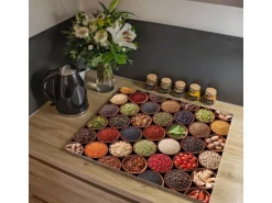 Banjado Herdabdeckplatte Glas 1 Teilig 60x52CM Schneidebrett Herdabdeckung Mit Motiv Zutaten