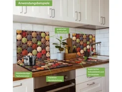 Banjado Herdabdeckplatte Glas 1 Teilig 60x52CM Schneidebrett Herdabdeckung Mit Motiv Zutaten