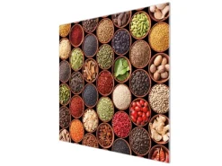 Banjado Herdabdeckplatte Glas 1 Teilig 60x52CM Schneidebrett Herdabdeckung Mit Motiv Zutaten