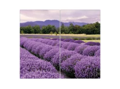 Banjado Herdabdeckplatte Glas 2 Teilig Je 30x52CM Schneidebrett Herdabdeckung Mit Motiv Lavendel 1